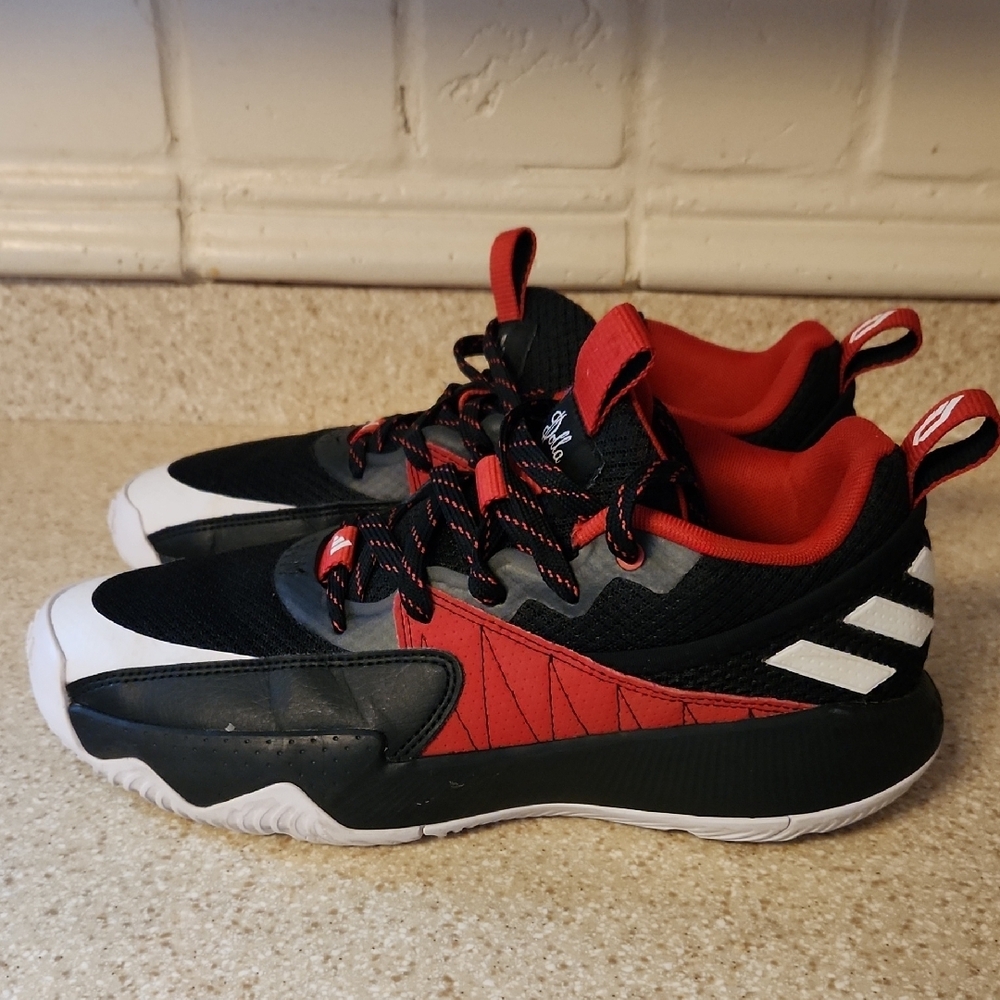 Adidas Black and Red High-Top Sneakers with Bold Design